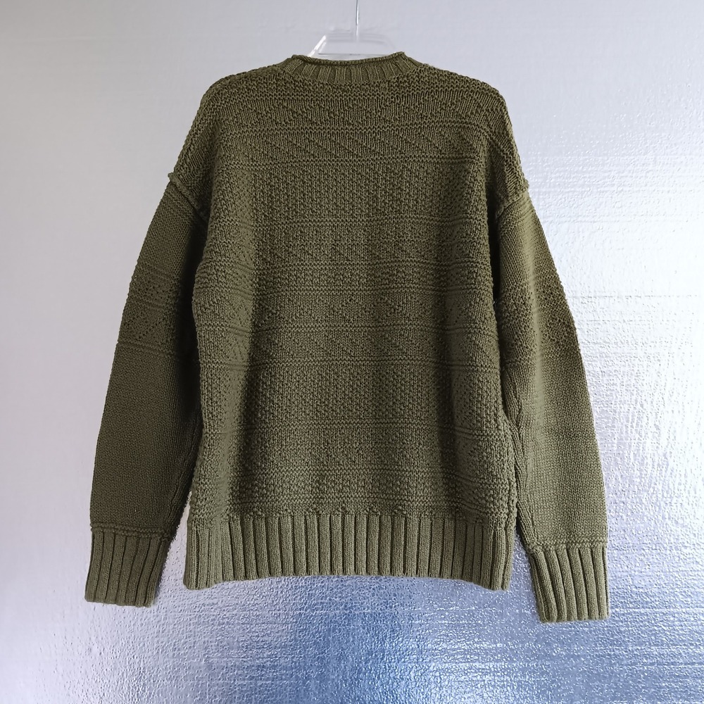 Polo Ralph Lauren Sweater Mens L Olive New Linen Cotton Blend Chunky Knit $398 - Picture 8 of 11